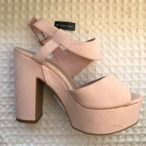 New Look light pink chunky platform heels